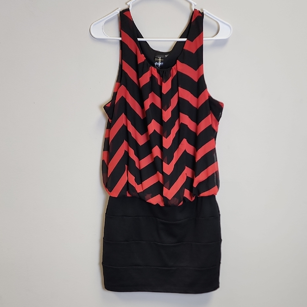 Trixxi Red and Black Chevron Skirt Set